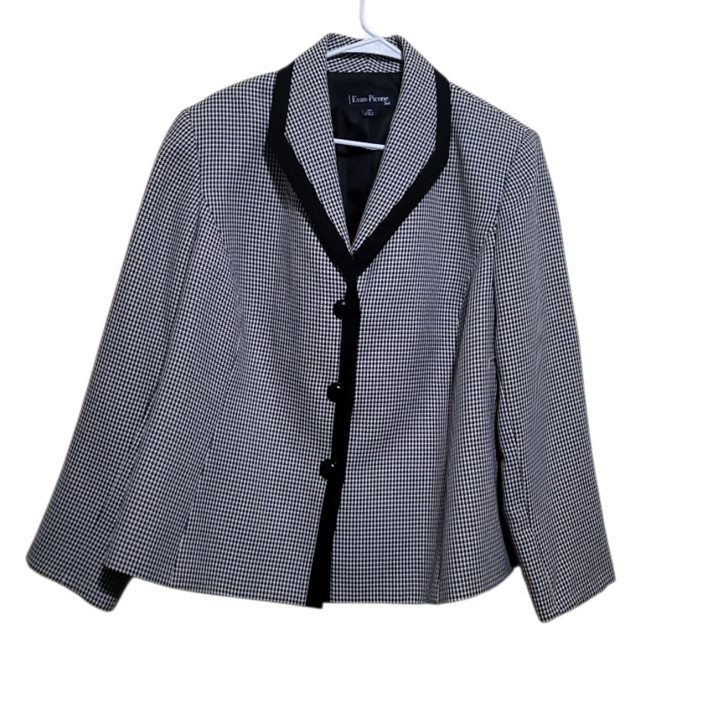 Evan-Picone Black and White Houndstooth Women's  Blazer Jacket Size 18W